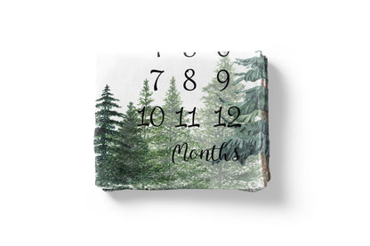 Personalized Forest Milestone Blanket, Forest Baby Monthly Growth Tracker - The Forest