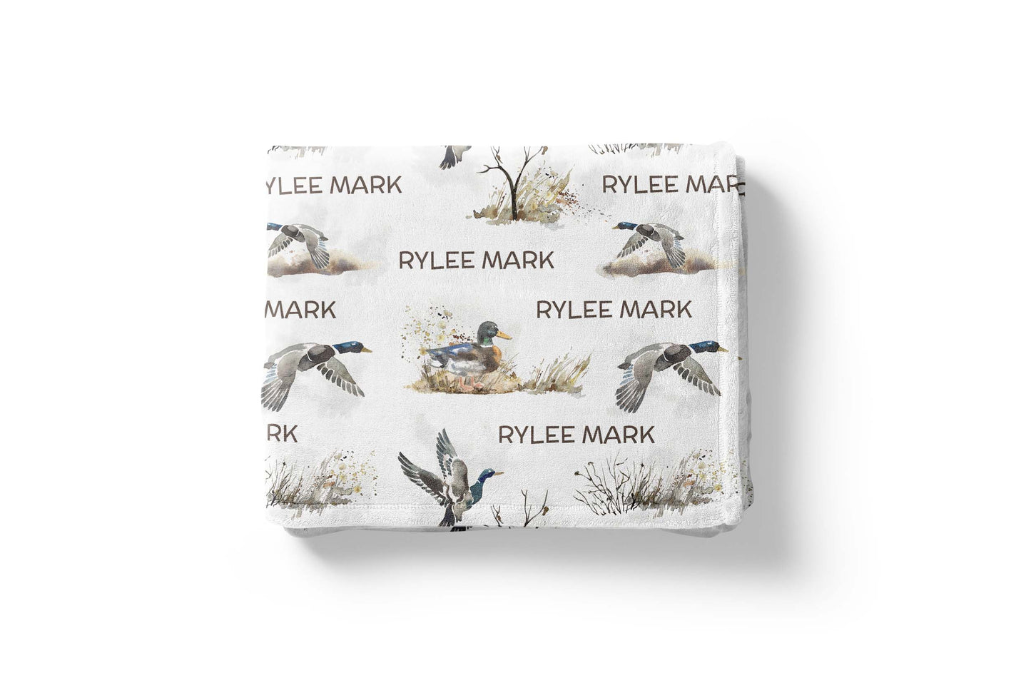 Personalized Mallard Ducks Blanket, Hunting Theme Bedding - Hunter