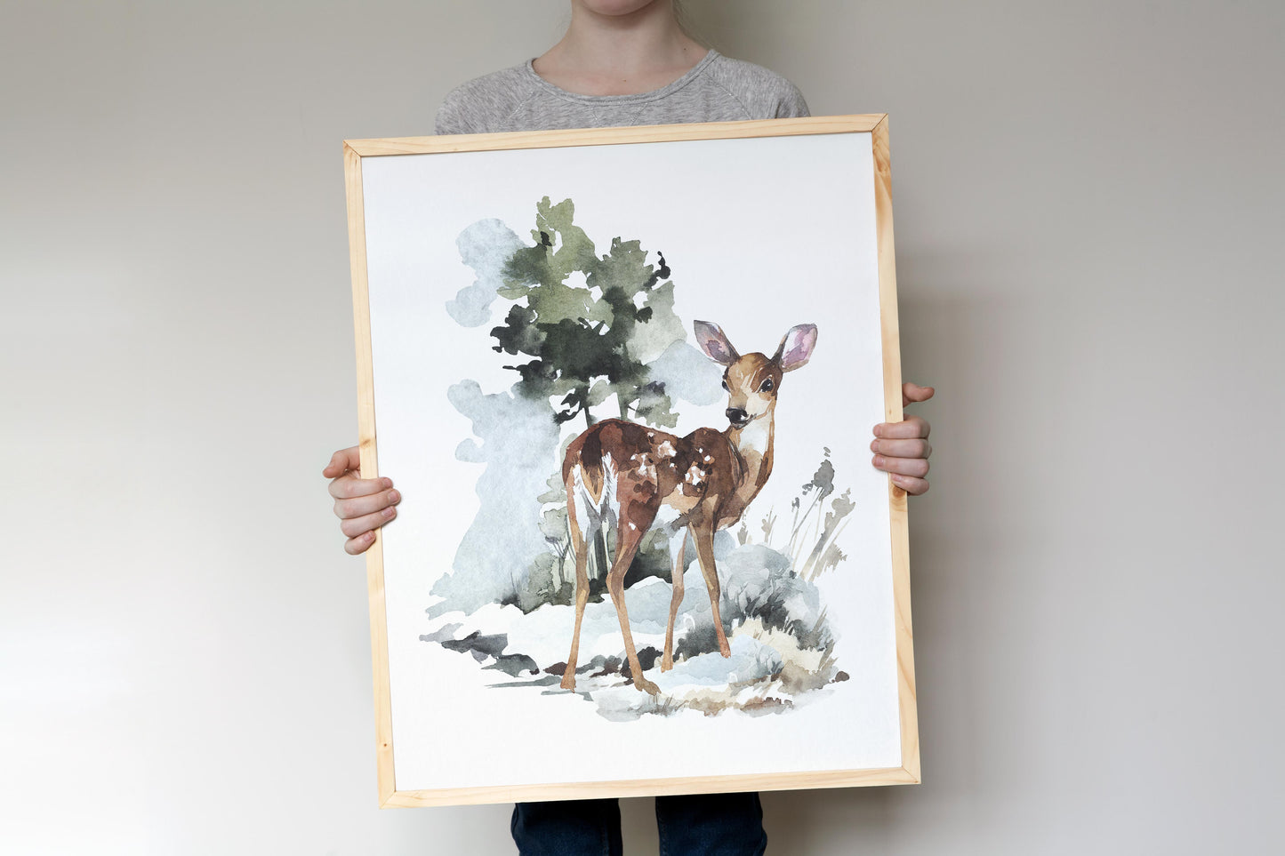 Deer Raccoon Lynx Printable Wall Art, Woodland Nursery Prints Set of 3 - Wild Nature
