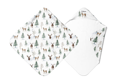 Deer Personalized Hooded Baby Towel, Woodland Baby Boy Towel - Enchanted Forest