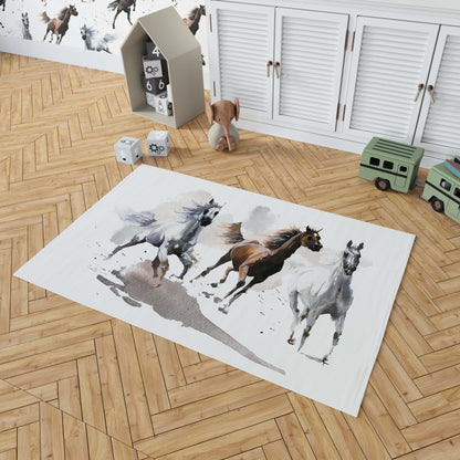 Horses Rug, Equestrian nursery rug, Anti- Slip backing - Wild Spirit