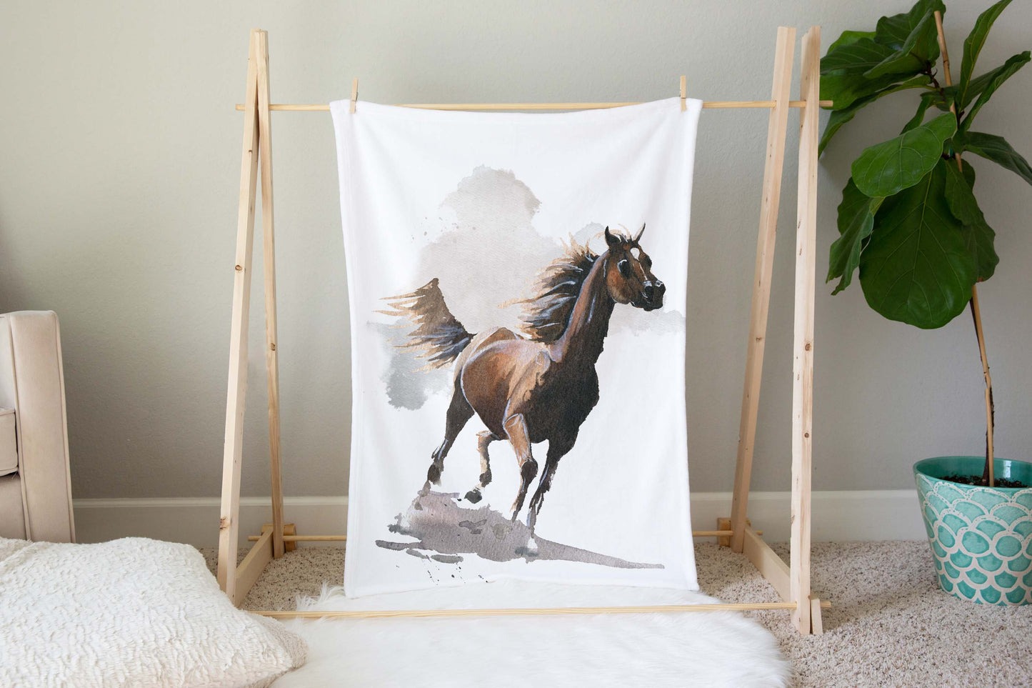 Horse Blanket, Wild west nursery bedding - Wild spirit