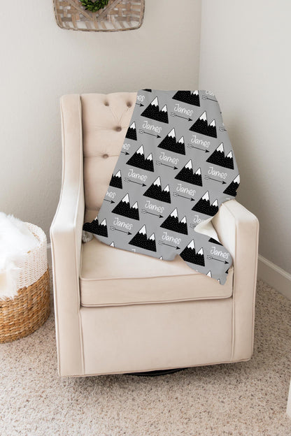Mountains and Arrows Personalized Minky Blanket, Outdoors Nursery Bedding
