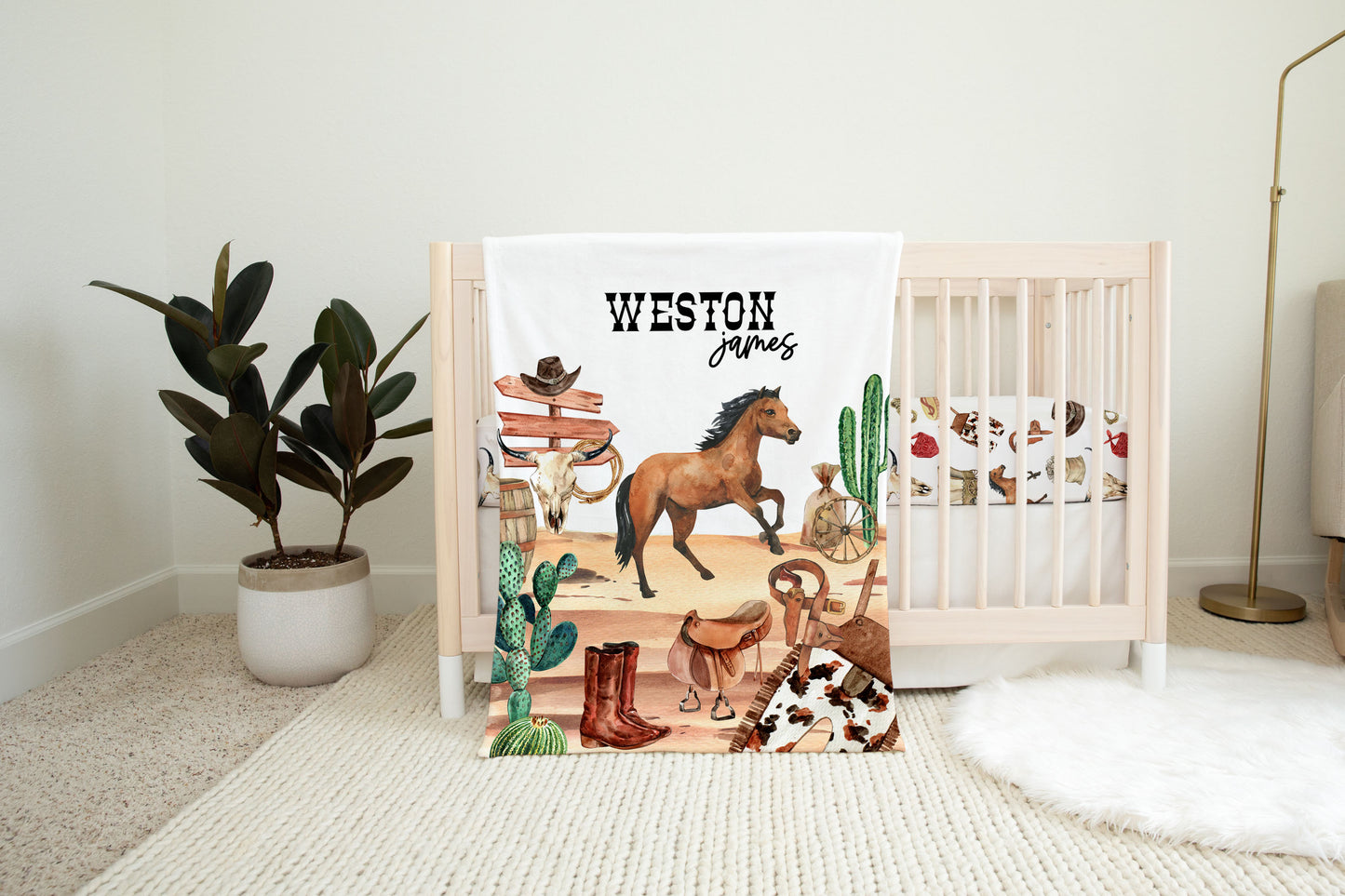 Personalized Cowboy Blanket, Cowboy nursery Bedding - Cowboy life