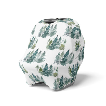 Pine Trees Car Seat Cover, Forest Nursing Cover - Majestic Forest