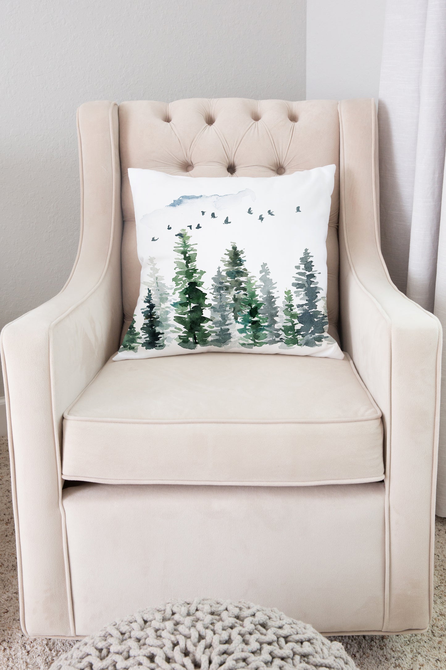 Pine Trees Pillow, Forest Nursery Decor - Enchanted Forest