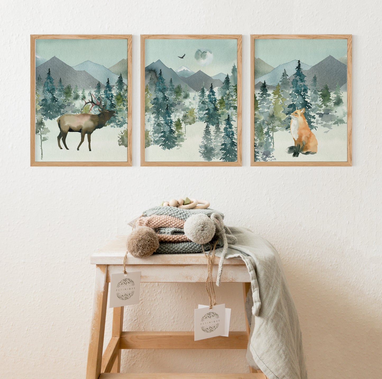 Forest Printable Wall Art, Woodland Nursery Prints Set of 3 - Majestic Forest
