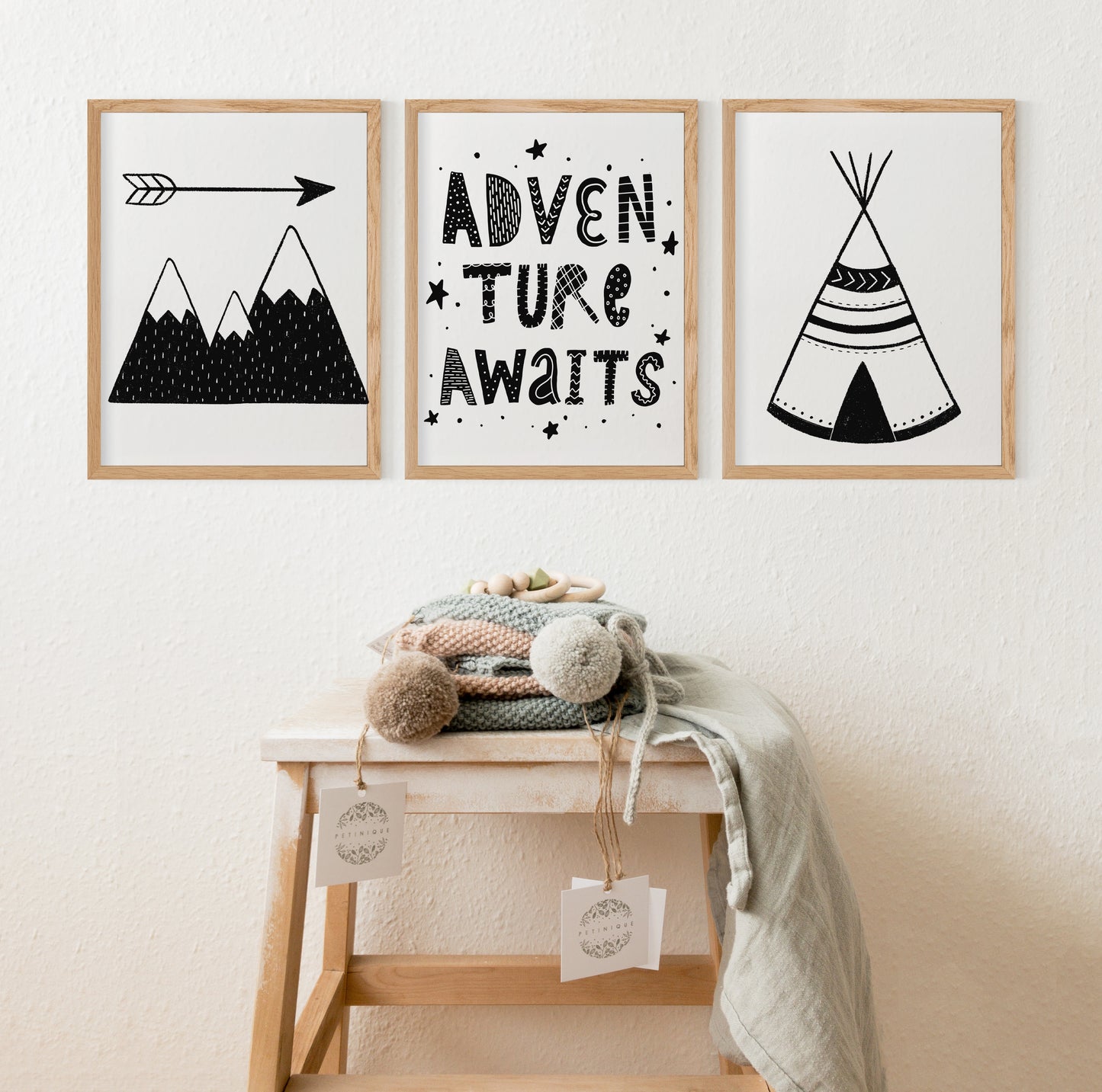 Adventure Awaits Printable Wall Art, Scandinavian Nursery Prints Set of 3