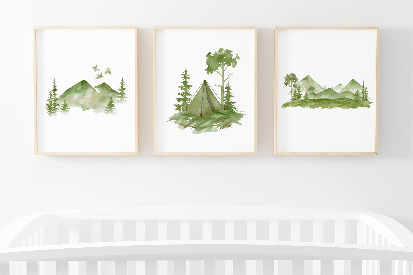 Green Forest Printable Wall Art, Woodland Nursery Prints Set of 3