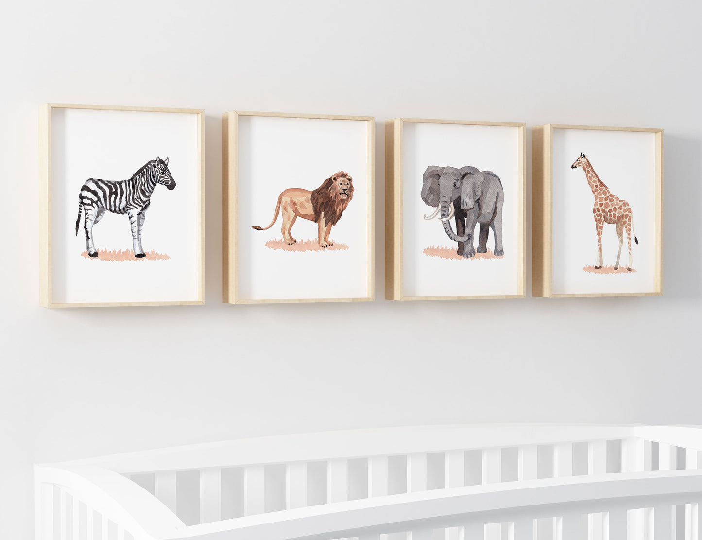 Watercolor Safari Printable Wall Art, Safari Animals Nursery Prints Set of 4 - Savanna