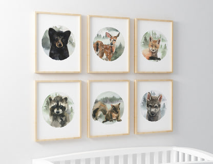 Forest Animals Printable Wall Art, Woodland Nursery Prints Set of 6 - Little Woodland