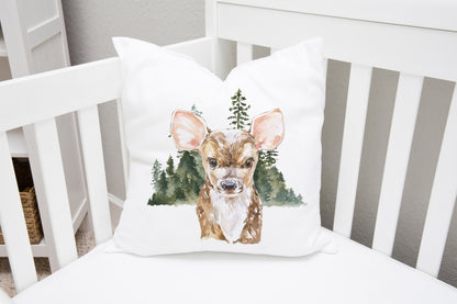 Deer Pillow Cover, Woodland Nursery Decor - Wild Woodland