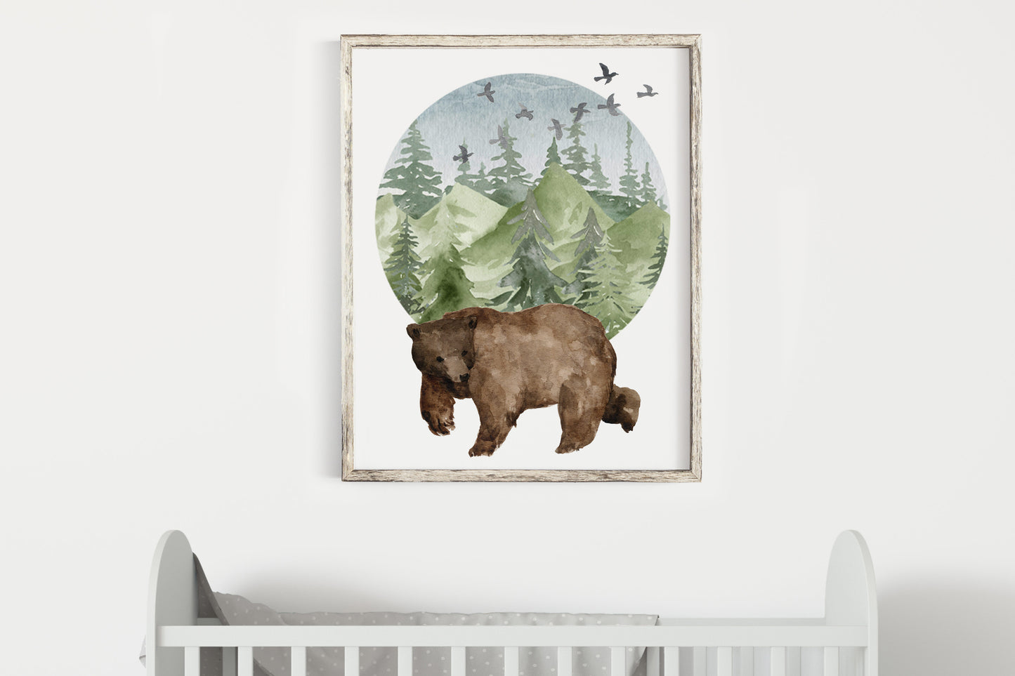 Bear Printable Wall Art, Woodland Nursery Print - Enchanted Green