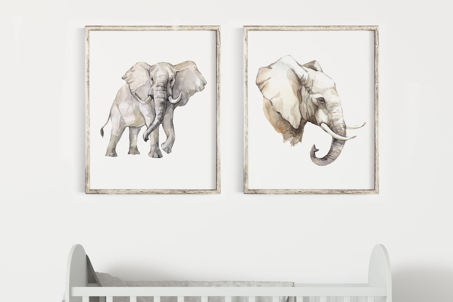 Elephant Printable Wall Art, Safari Nursery Prints Set of 2