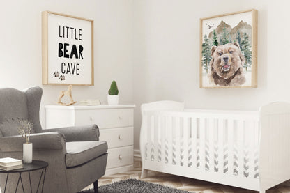 Bear Little Bear Cave Printable Wall Art, Woodland Nursery Prints Set of 2 - Wild Woodland