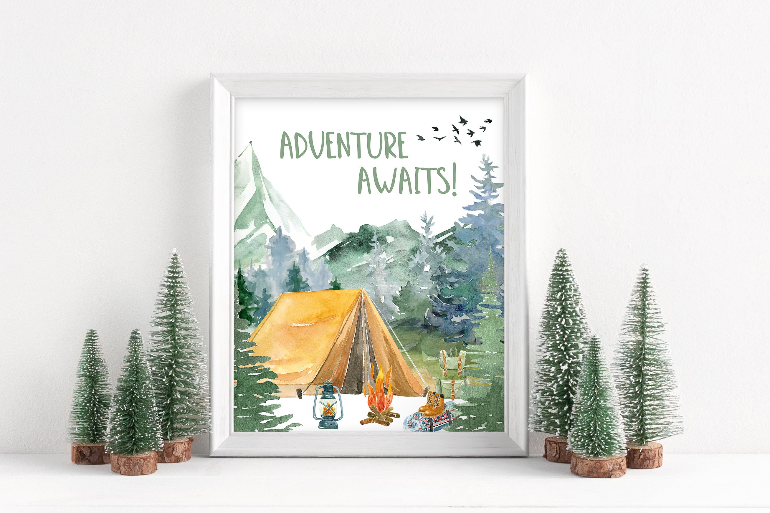 Adventure Awaits Printable Wall Art, Camping Nursery Print - Little Ex ...