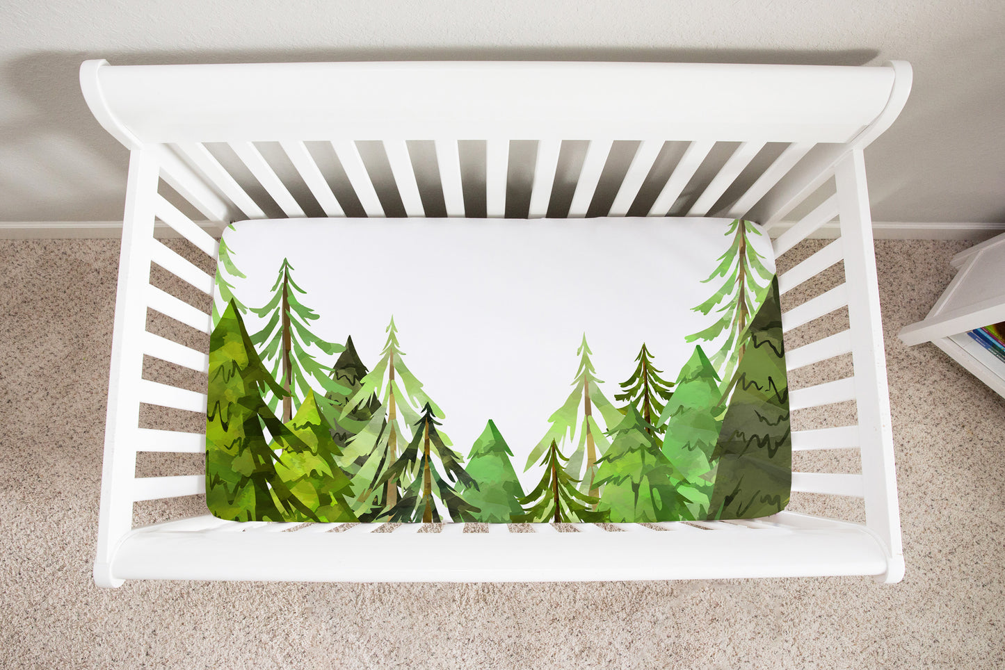 Coniferous Trees Crib Sheet, Forest Nursery Bedding - Into The Woods