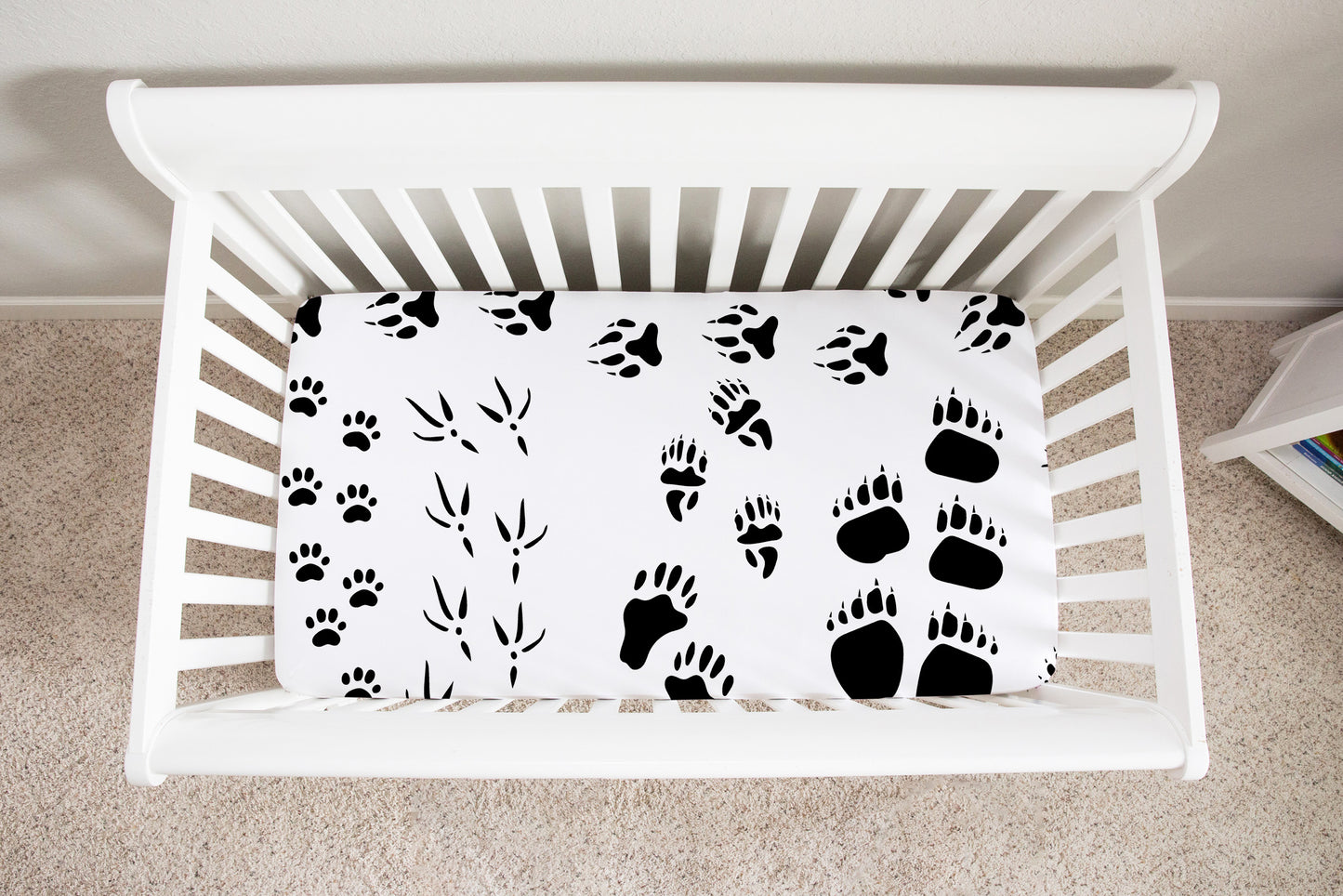 Animal Tracks Crib Sheet, woodland baby bedding - Tracks