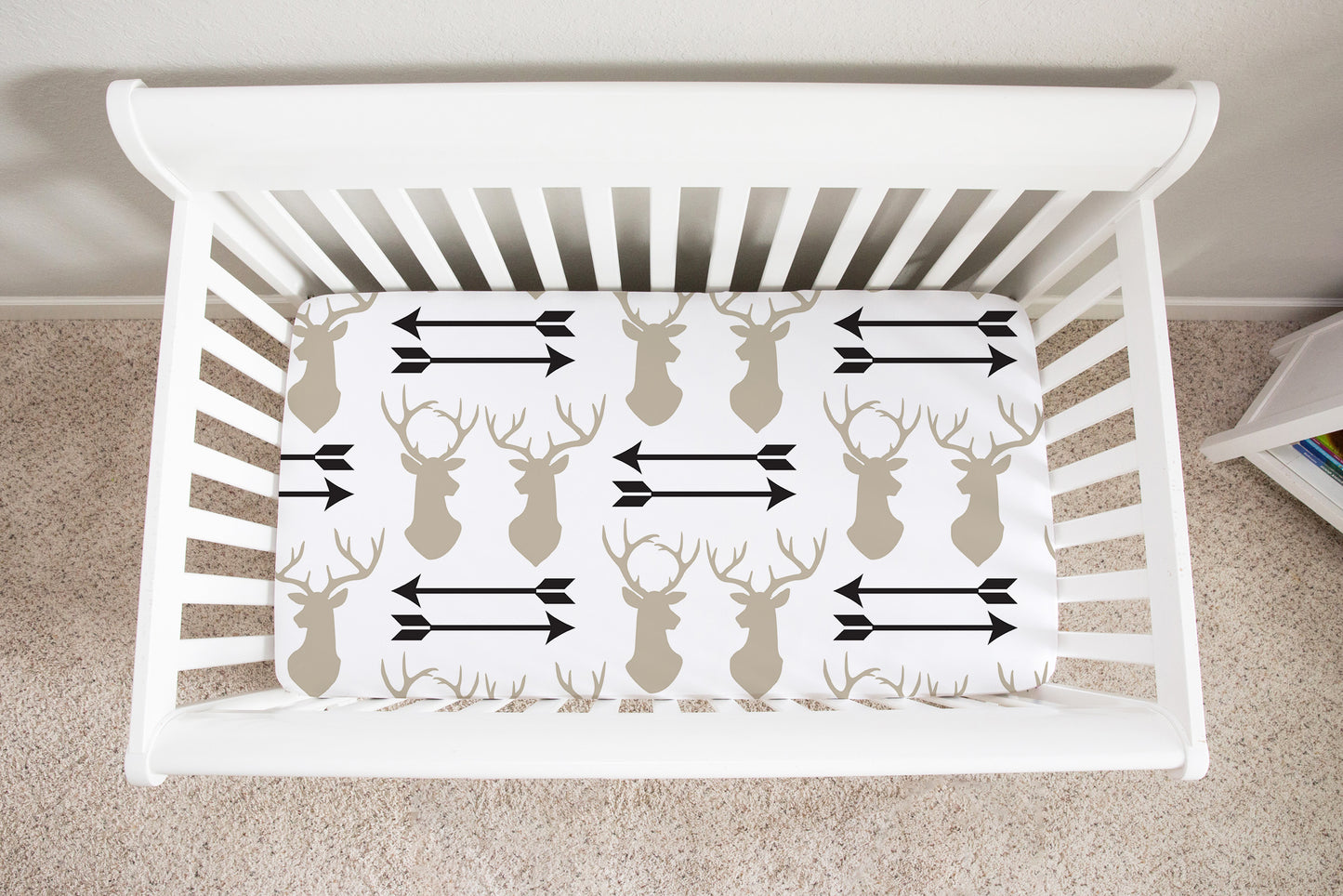 Deer Arrows Crib Sheets, Rustic Baby Bedding