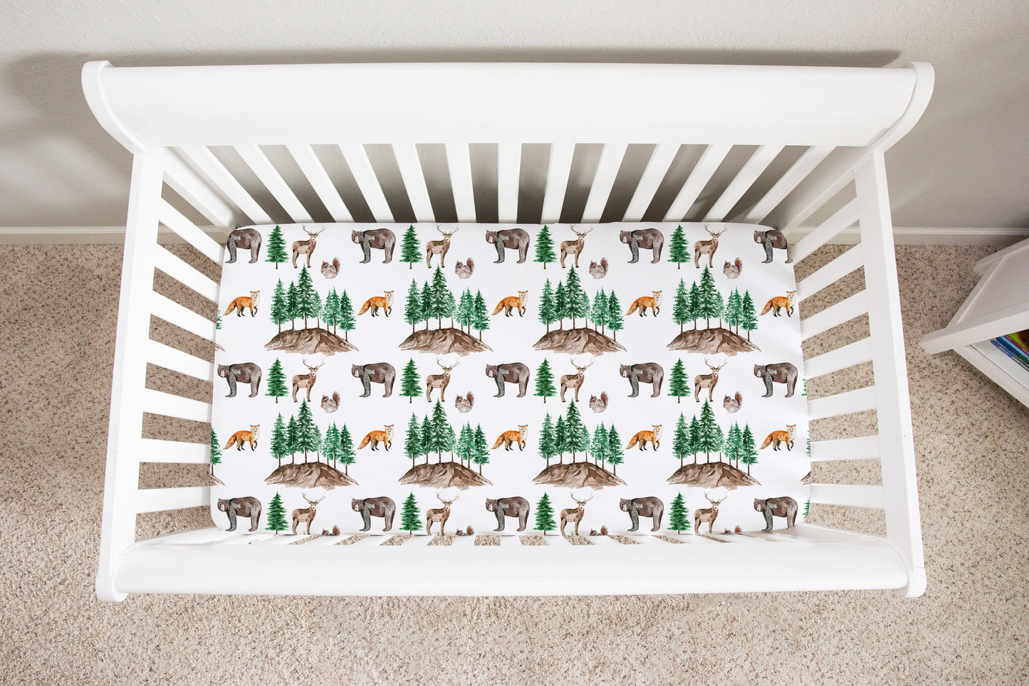 Wildlife Minky Crib Sheet, Woodland Nursery Bedding - Little Explorer