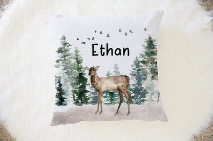 Doe Personalized Pillow, Woodland Nursery Decor - Enchanted Forest