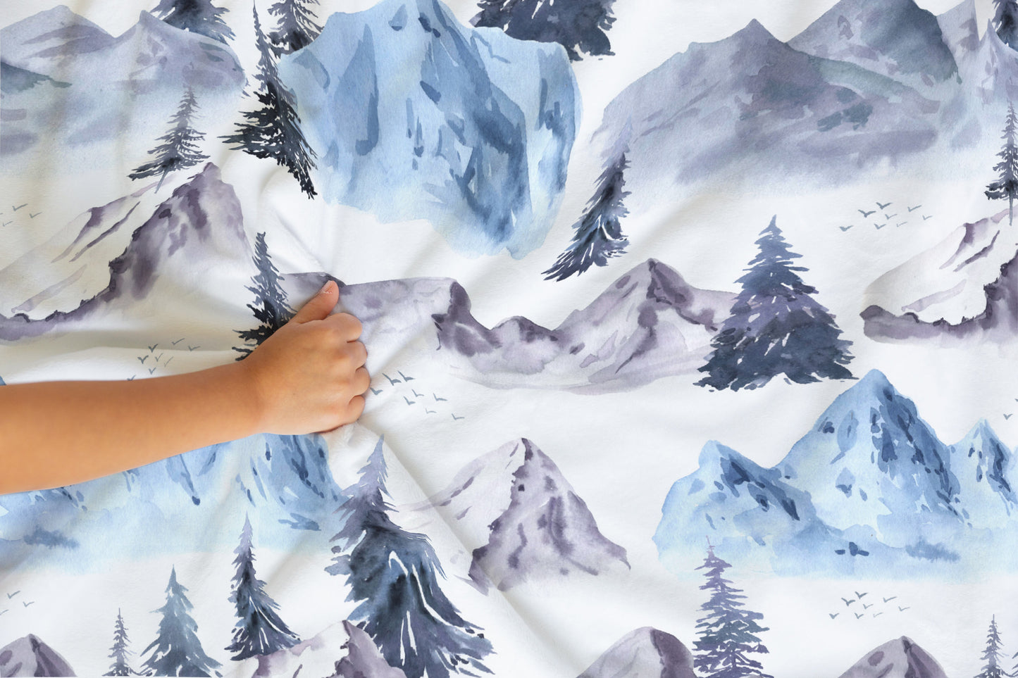 Blue Forest Minky Blanket, Mountain Nursery Bedding - Wild Blue