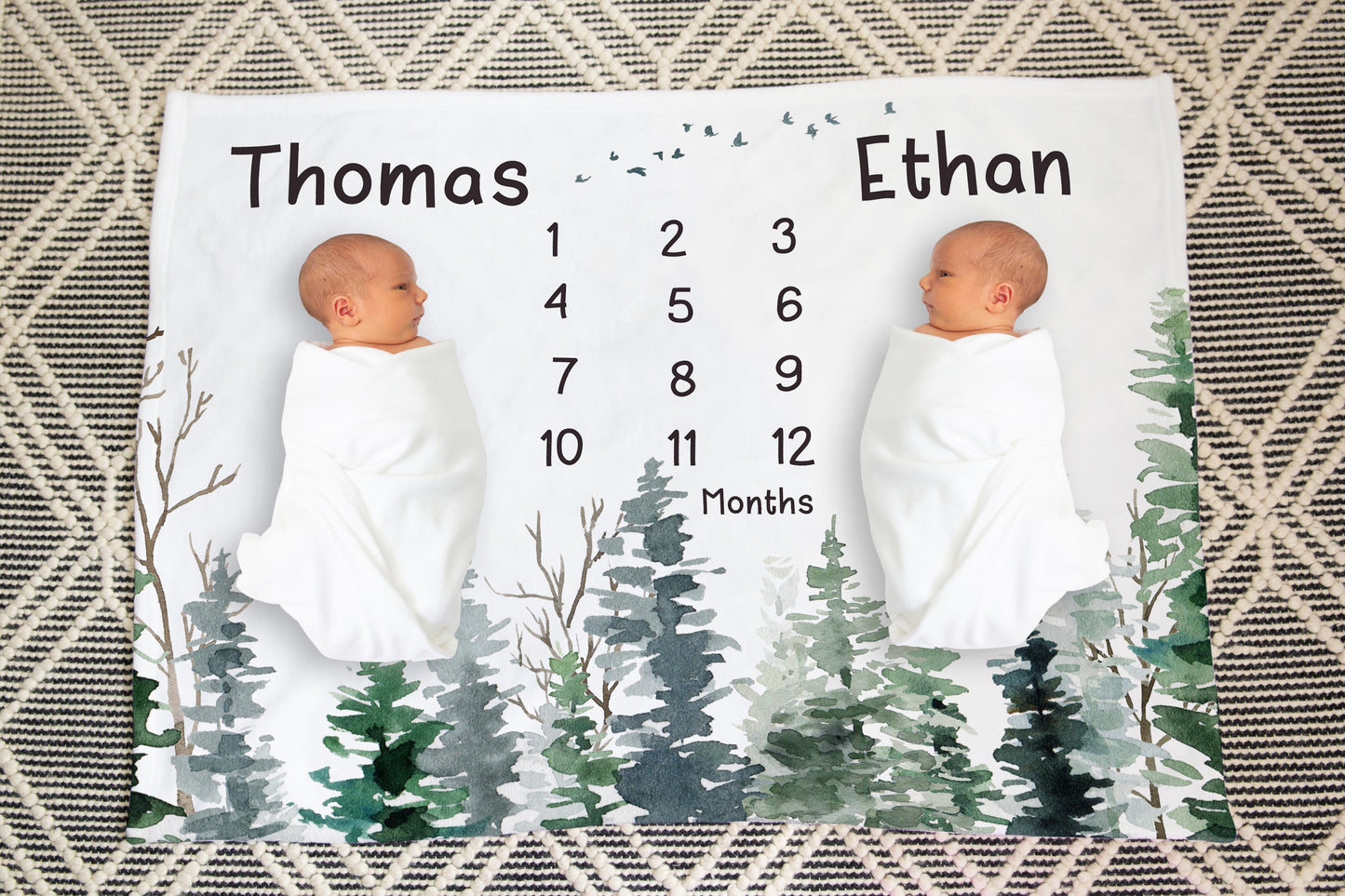 Twins milestone blanket boys, Woodland Baby Monthly Growth Tracker - Enchanted Forest