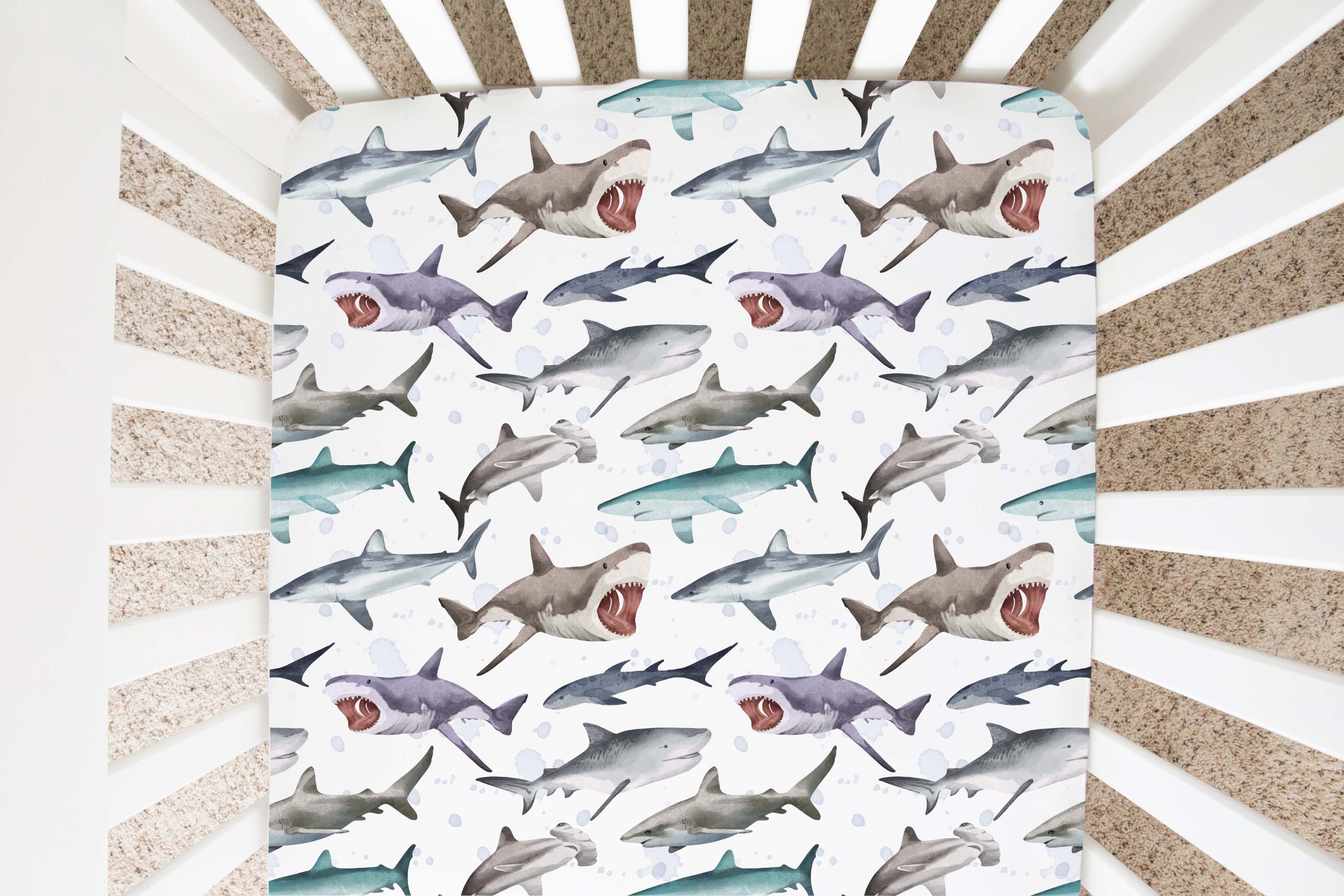 Shark shop crib sheet