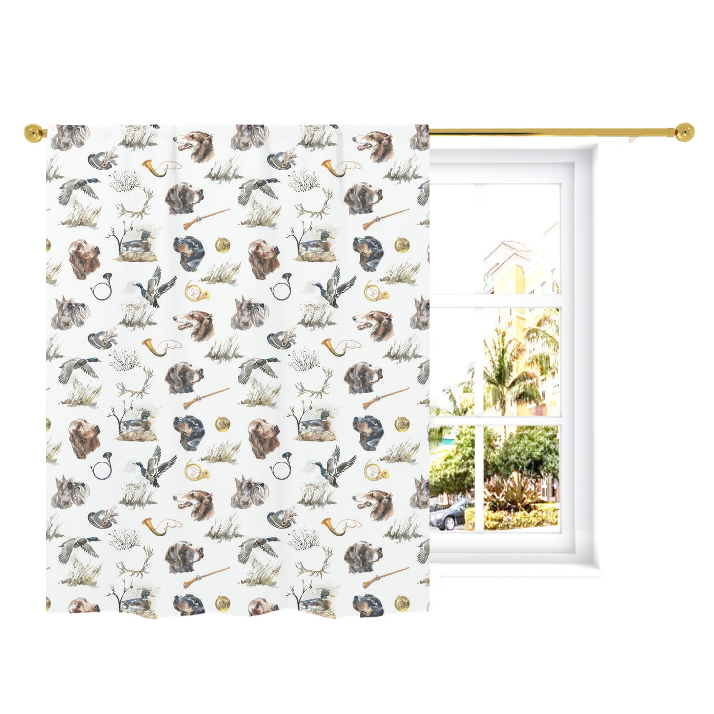 Ducks and Dogs Hunting Curtain, Single Panel, Hunting Nursey Decor - Hunter