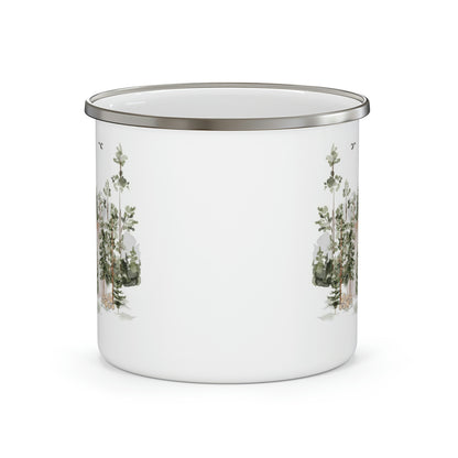 Forest Enamel Camping Mug, Wildlife mug - Cabin life