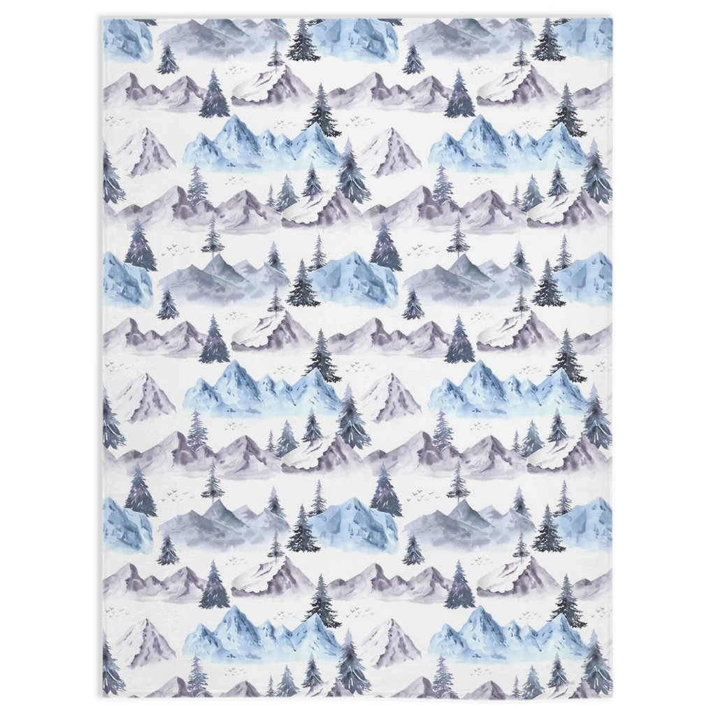Blue Forest Minky Blanket, Mountain Nursery Bedding - Wild Blue
