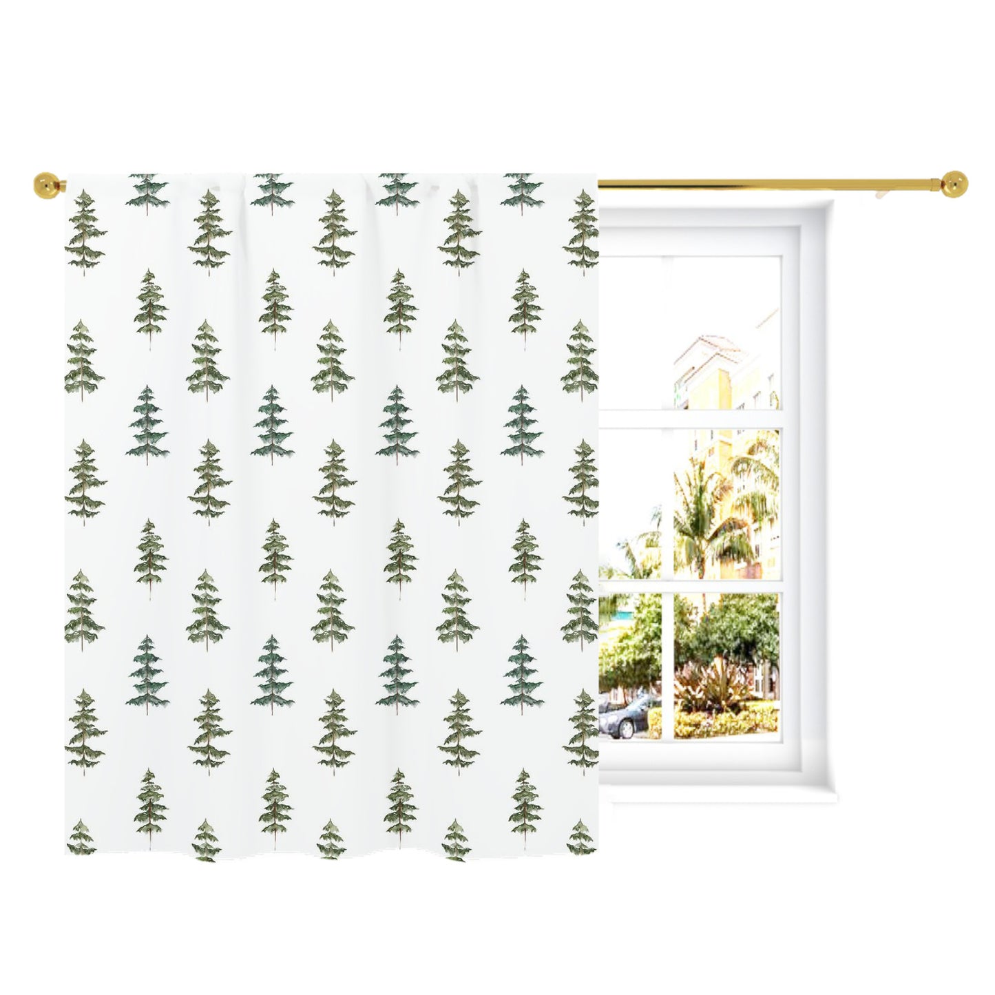 Pine Tree Curtain Single Panel, Woodland Nursery Decor