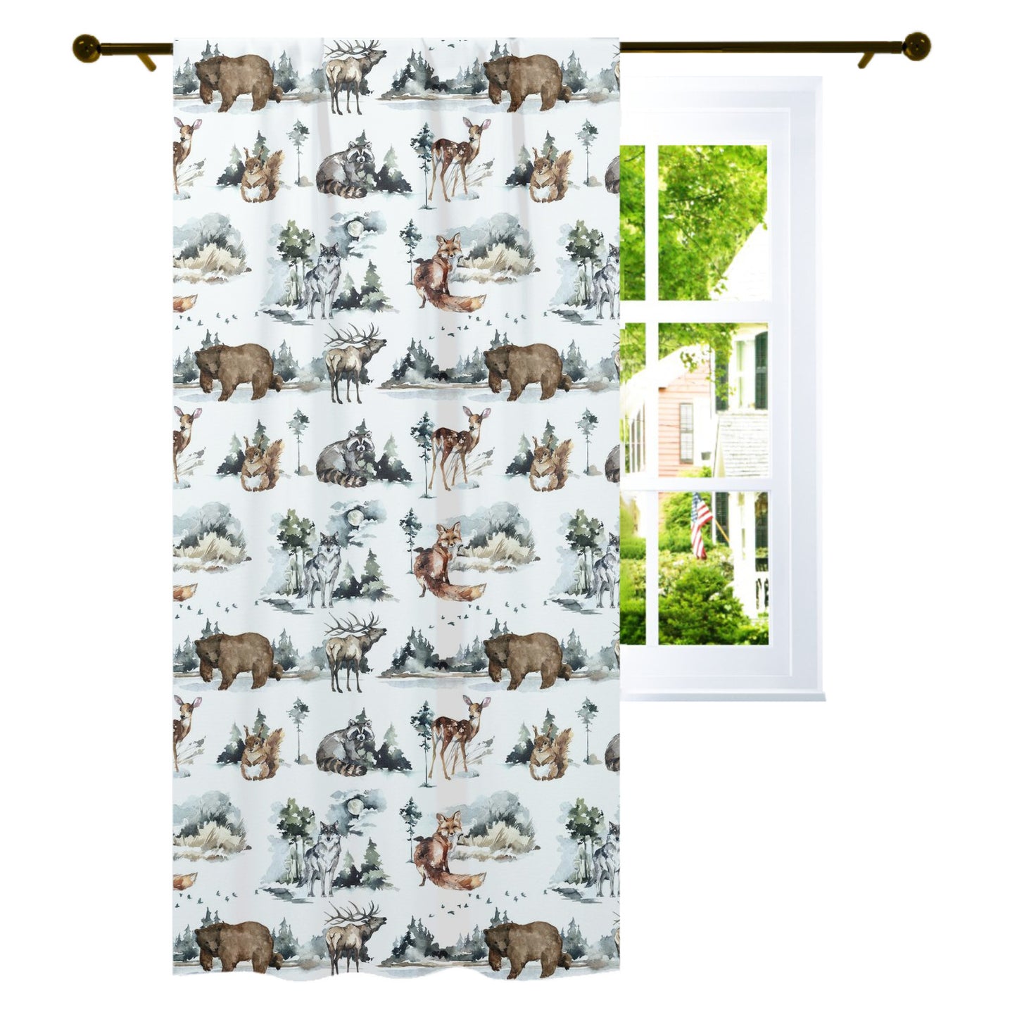 Woodland animals Curtain, Single Panel | Forest nursery decor - Wild Nature
