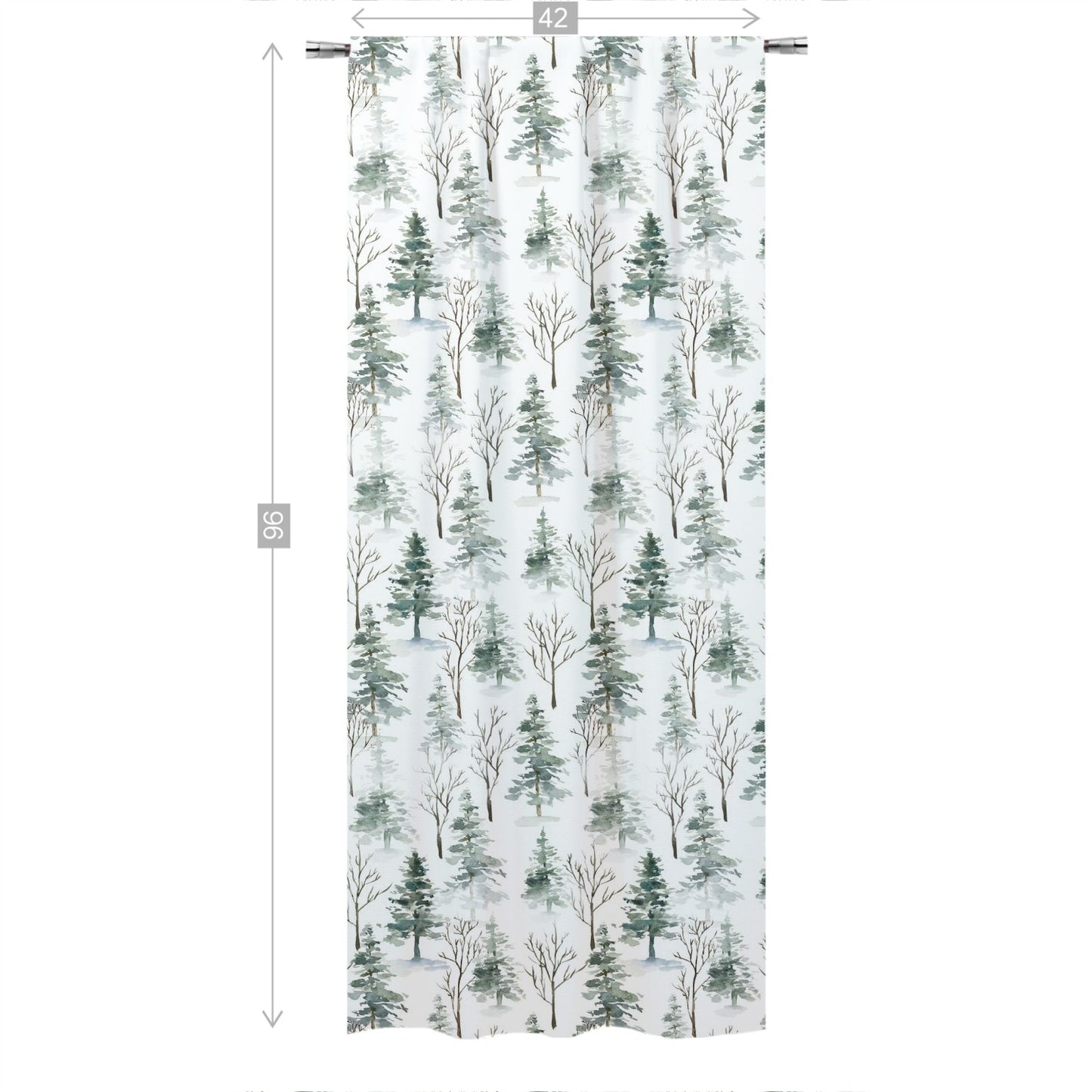 Pine Tree Curtain Single Panel, Forest Nursery Decor - Enchanted Forest