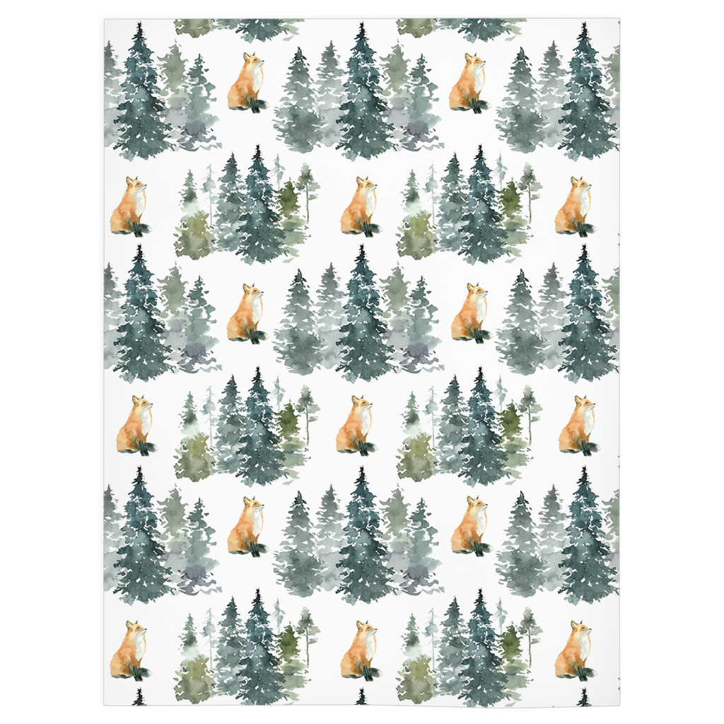 Fox Minky Blanket, Forest Nursery Bedding - Majestic Forest