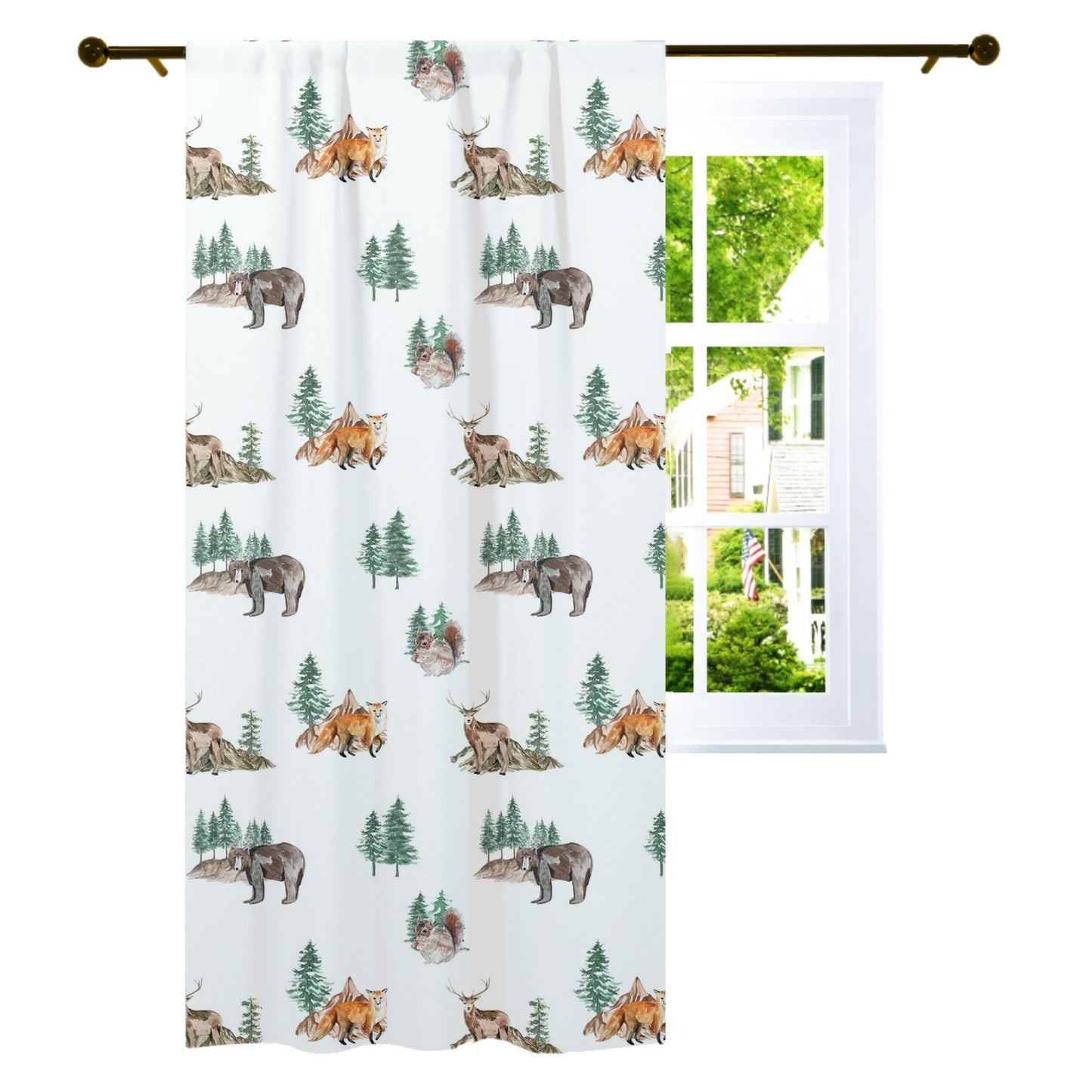 Woodland Curtain Single Panel, Forest Nursery Decor - Little Explorer