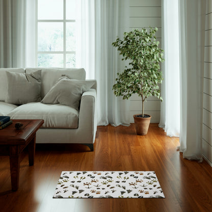 Animal tracks rug, Woodland rug anti-slip backing - Footprints in the forest