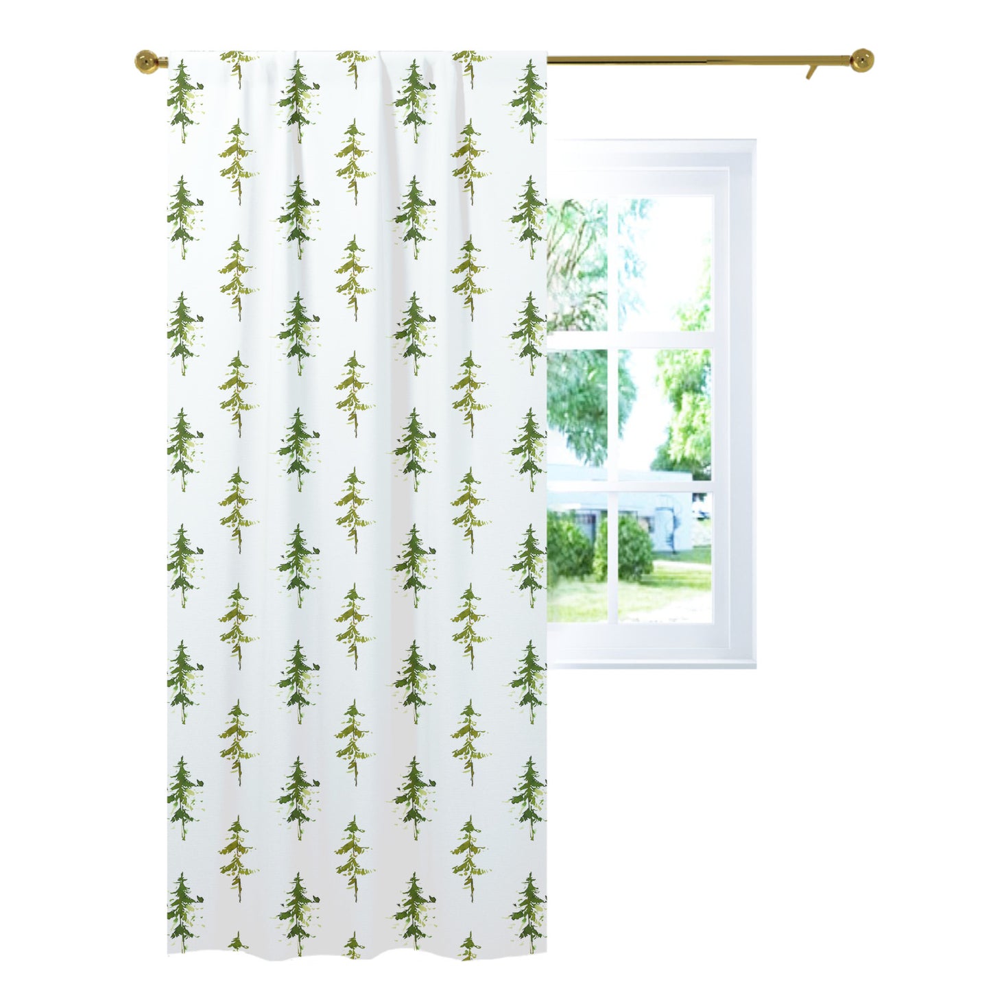 Tree Curtain Single Panel, Forest Nursery Decor - Cabin Story