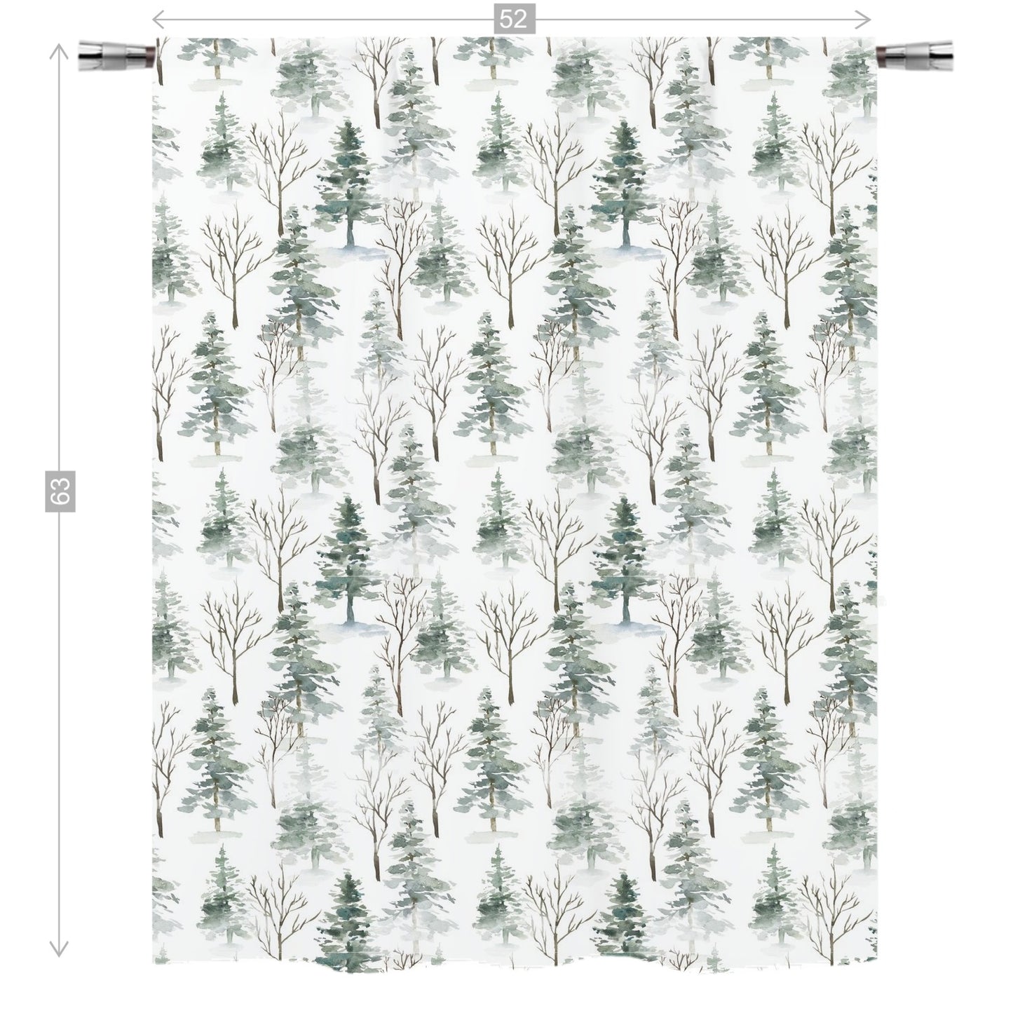 Pine Tree Curtain Single Panel, Forest Nursery Decor - Enchanted Forest