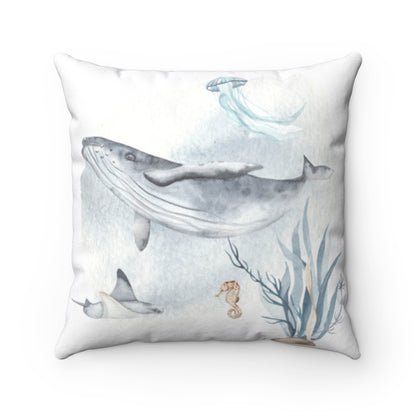 Whale Pillow Cover, Under The Sea Nursery Bedding - Deep Ocean