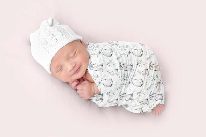 Baby Bunny Swaddle and Hat Set, Rabbit Hospital Baby Boy Blanket